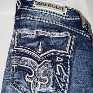 Rock Revival Women's Dark Blue Embellished Jeans